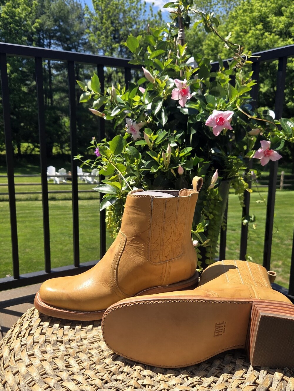 Anthropologie FRYE Campus 14L Women's Boots Leather Tan Banana NEW - Picture 2 of 15